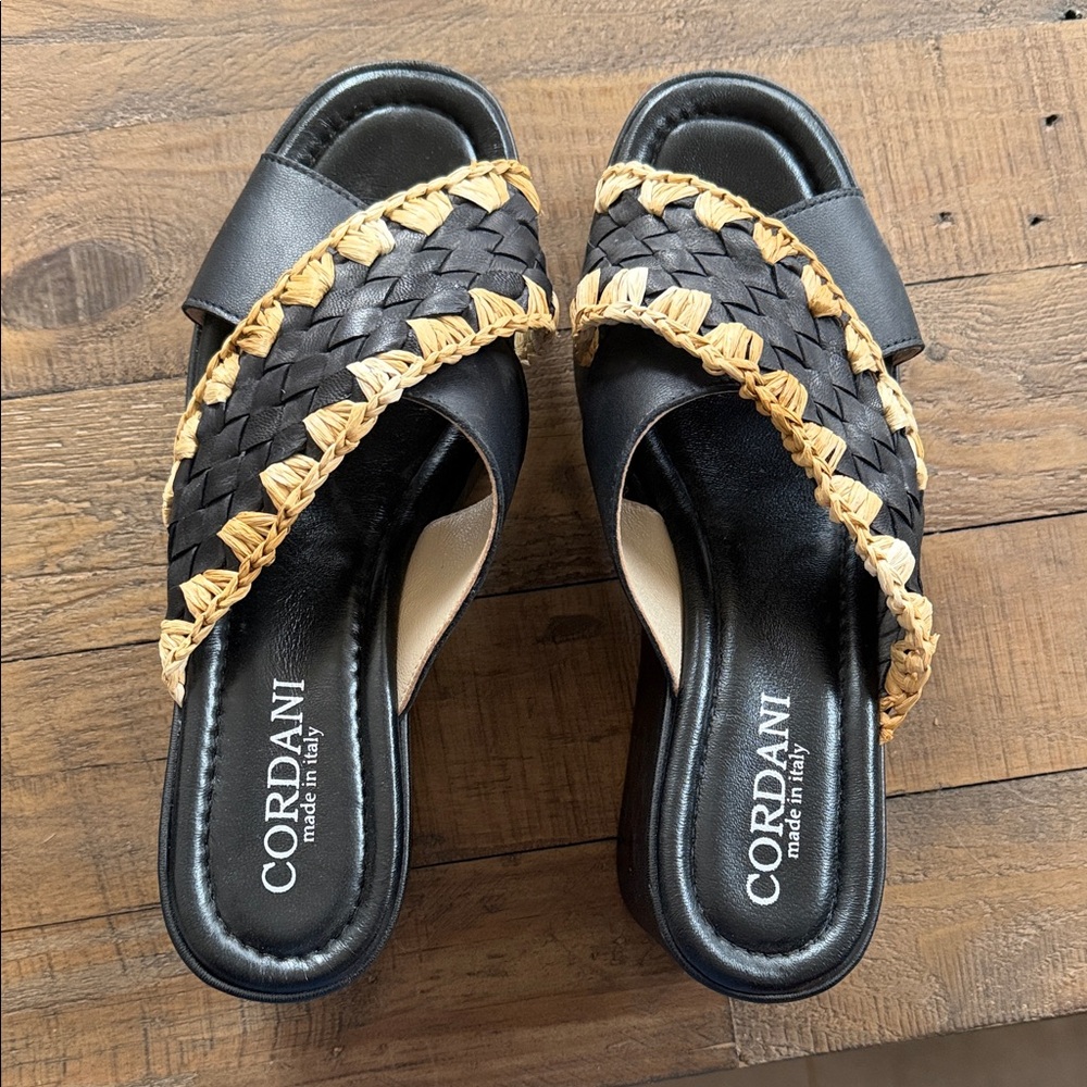 Cordani Woven Black and Tan Sandals